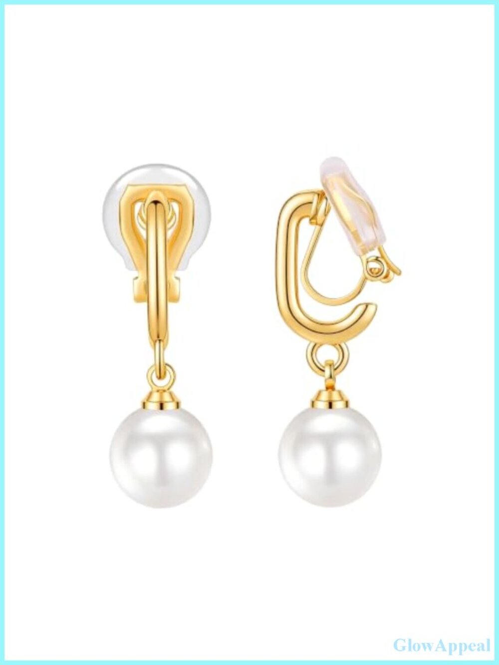 24K Gold Plated Pearl Clip On Earrings for Women Hypoallergenic Non-Pierced